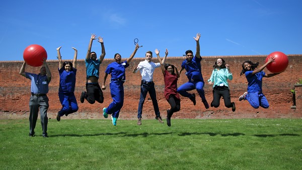 Jumping for joy - The team of Junior Doctors at Hereford County Hospital limbering up for their “Beyond Me” challenge to raise funds for St Augustine’s Hospital in Muheza, Tanzania.