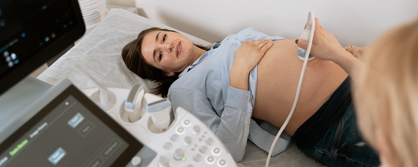 Pregnant woman having a scan