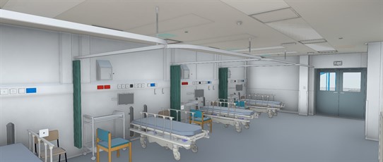 Computer generated view of Stage 1 Recovery areas in Elective Surgical Hub